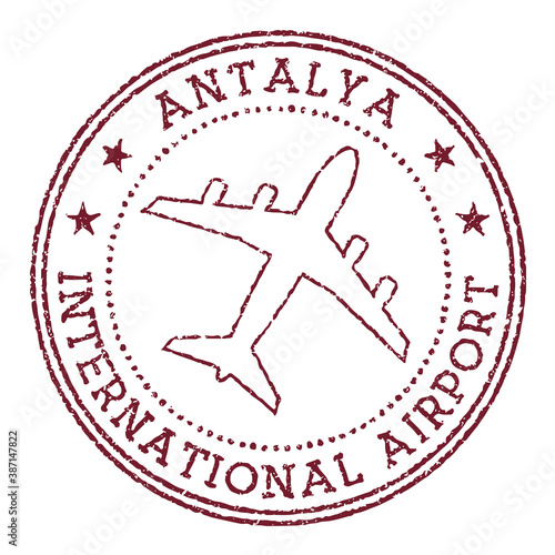 Antalya International Airport stamp. Airport of Antalya logo vector illustration.