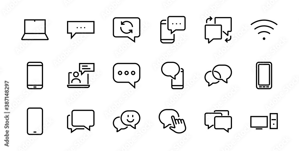 Simple set of message line vector line icons. contains icons such as conversation, SMS, notifications, group chat, and more. Editable stroke. 48x48 pixels perfect, white background Simple set of message line vector line icons. contains icons such as conversation, SMS, notifications, group chat, and more. Editable stroke. 48x48 pixels perfect, white background