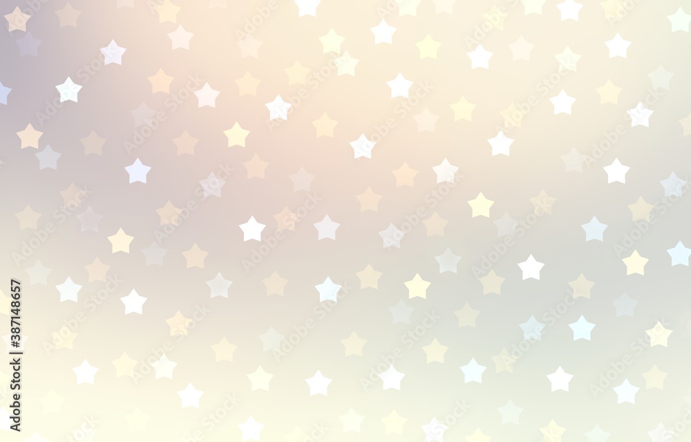 Delicate stars on pastel soft background. Light winter holidays decor.