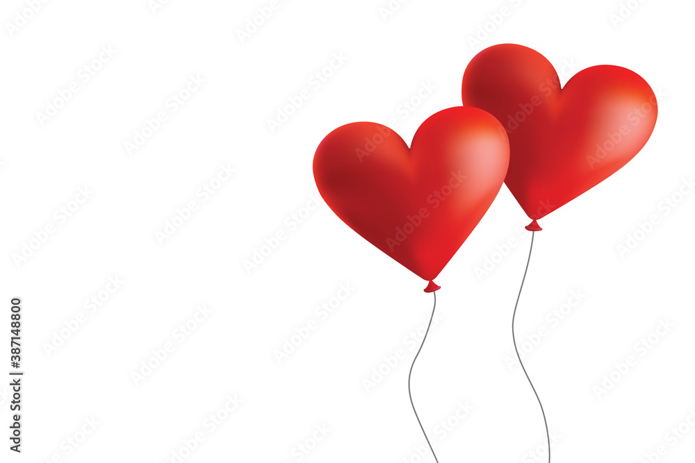 ハートのバルーン風船2つ 愛 Balloon of heart. Illustration of love image