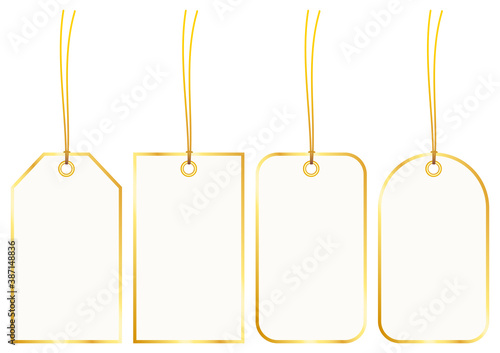 Set Vier Hangtags Goldrand