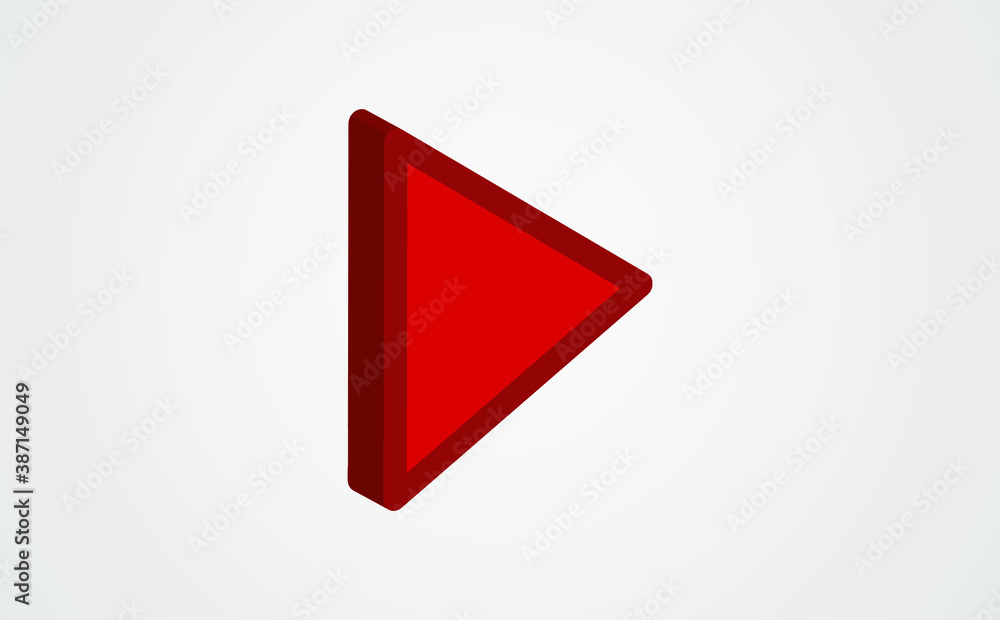 red play button icon. Isometric of red play button vector icon for web design isolated on white background red play button icon. Isometric of red play button vector icon for web design isolated on white background