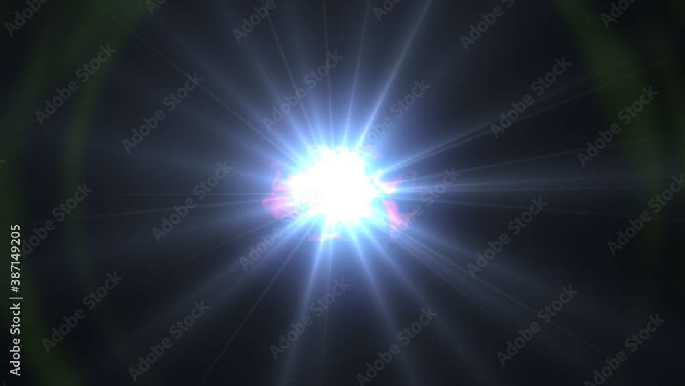 3d rendering of flare light overlaying on black background.