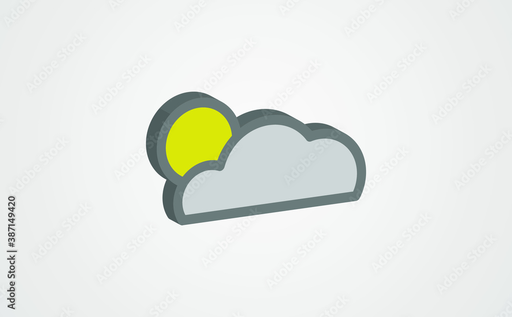 Sun cloud icon. Isometric of sun cloud vector icon for web design isolated on white background Sun cloud icon. Isometric of sun cloud vector icon for web design isolated on white background