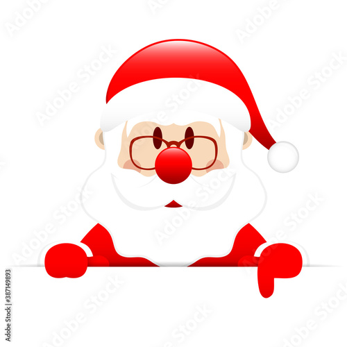 Santa Hält Horizontales Banner Zeigt nach Unten