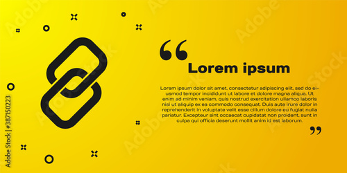 Black Chain link icon isolated on yellow background. Link single. Hyperlink chain symbol. Vector.