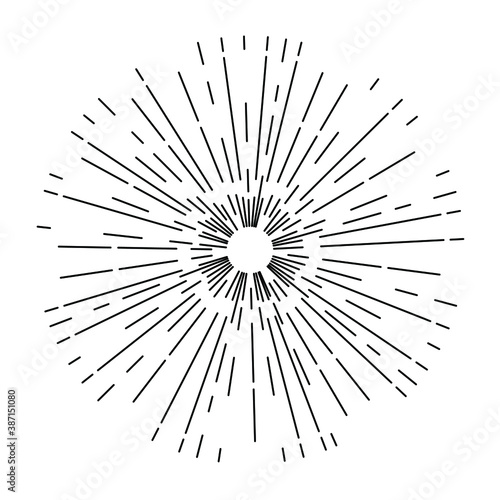 Abstract Spark Sunbeam Starburst Black Line Doodle Design Elements Vector Template