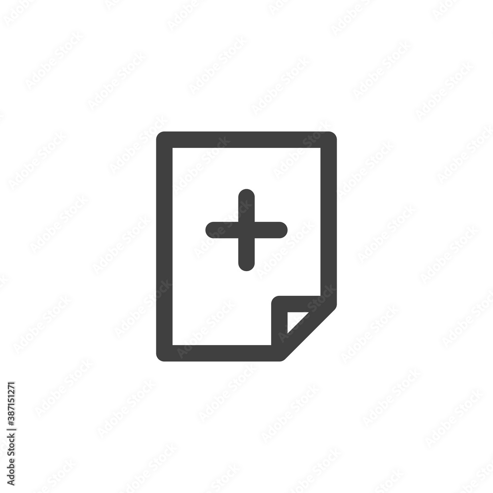 File create line icon. linear style sign for mobile concept and web design. Add document file outline vector icon. Symbol, logo illustration. Vector graphics File create line icon. linear style sign for mobile concept and web design. Add document file outline vector icon. Symbol, logo illustration. Vector graphics