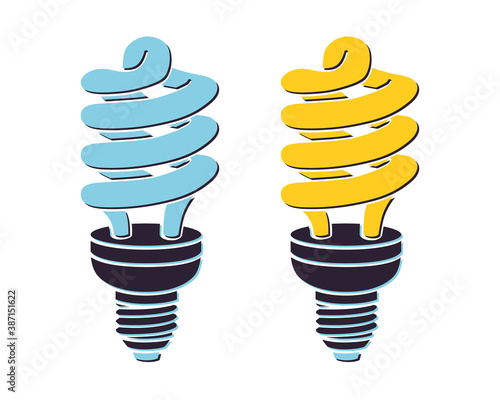 Energy saving light bulbs flat icons