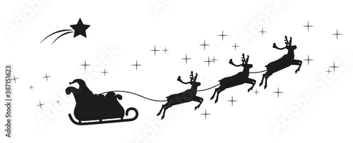 Père Noël en traineau-silhouette