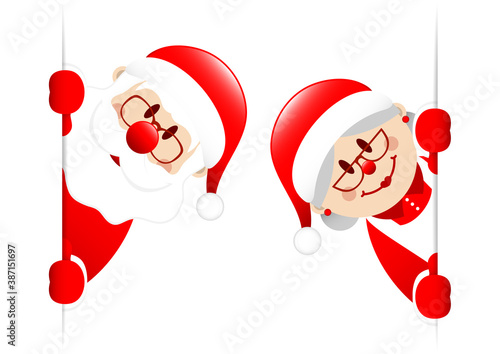 Weihnachtsmann Und Weihnachtsfrau Mütze Banner Innen