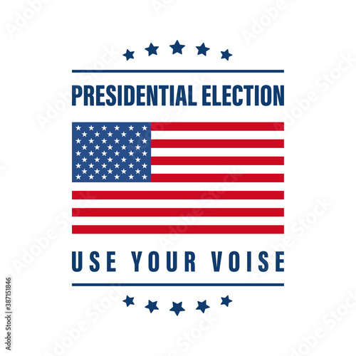 presidential election vote 2020 us. american voting. voter choise voise sign. america president ballot emblem. united states government  poll on white background  november 3