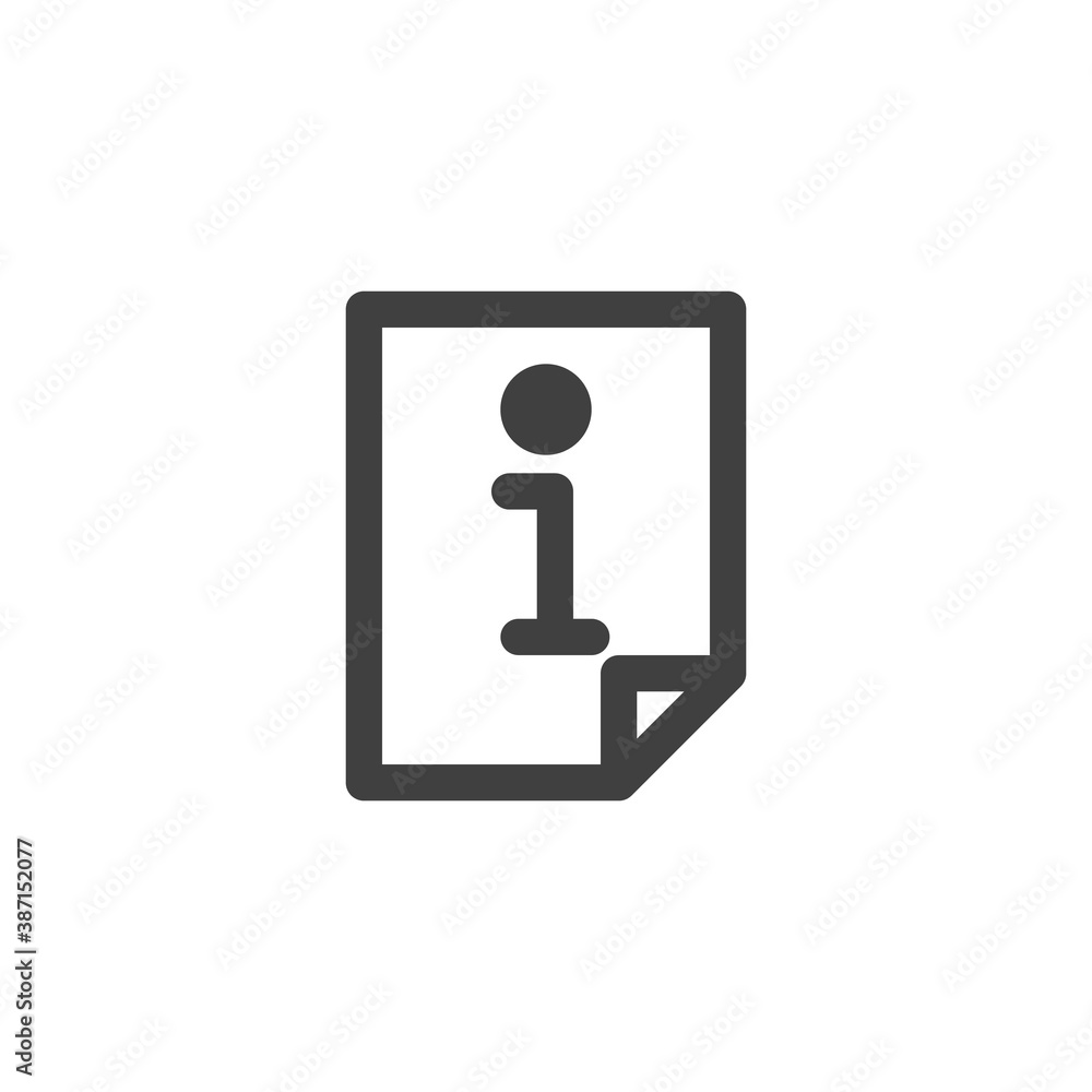 Information file line icon. linear style sign for mobile concept and web design. Document Info outline vector icon. Symbol, logo illustration. Vector graphics Information file line icon. linear style sign for mobile concept and web design. Document Info outline vector icon. Symbol, logo illustration. Vector graphics