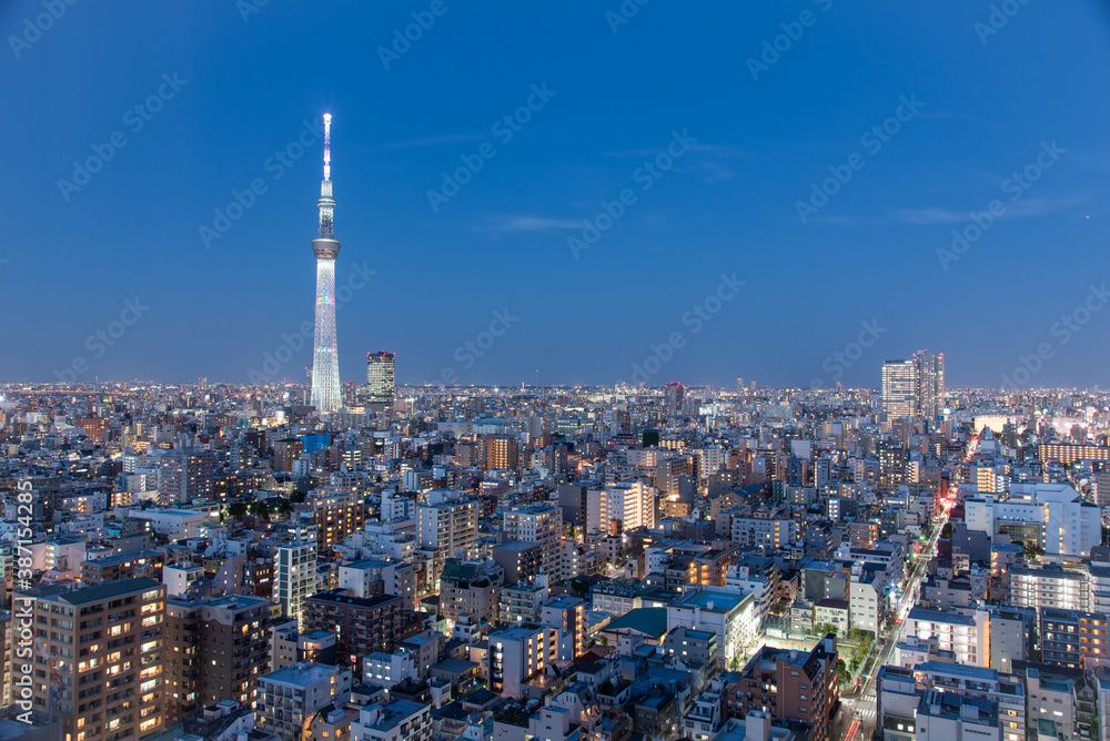tokyo city skyline at night