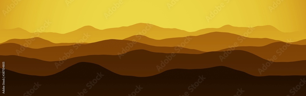 beautiful mountains slopes in the time of sun to set computer graphics texture background illustration