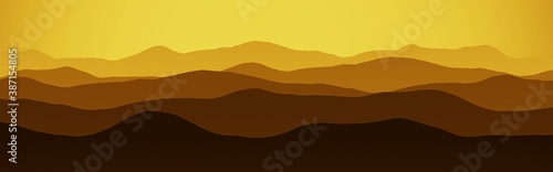 beautiful mountains slopes in the time of sun to set computer graphics texture background illustration