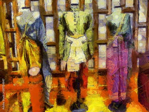 Traditional Thai dress Illustrations creates an impressionist style of painting.