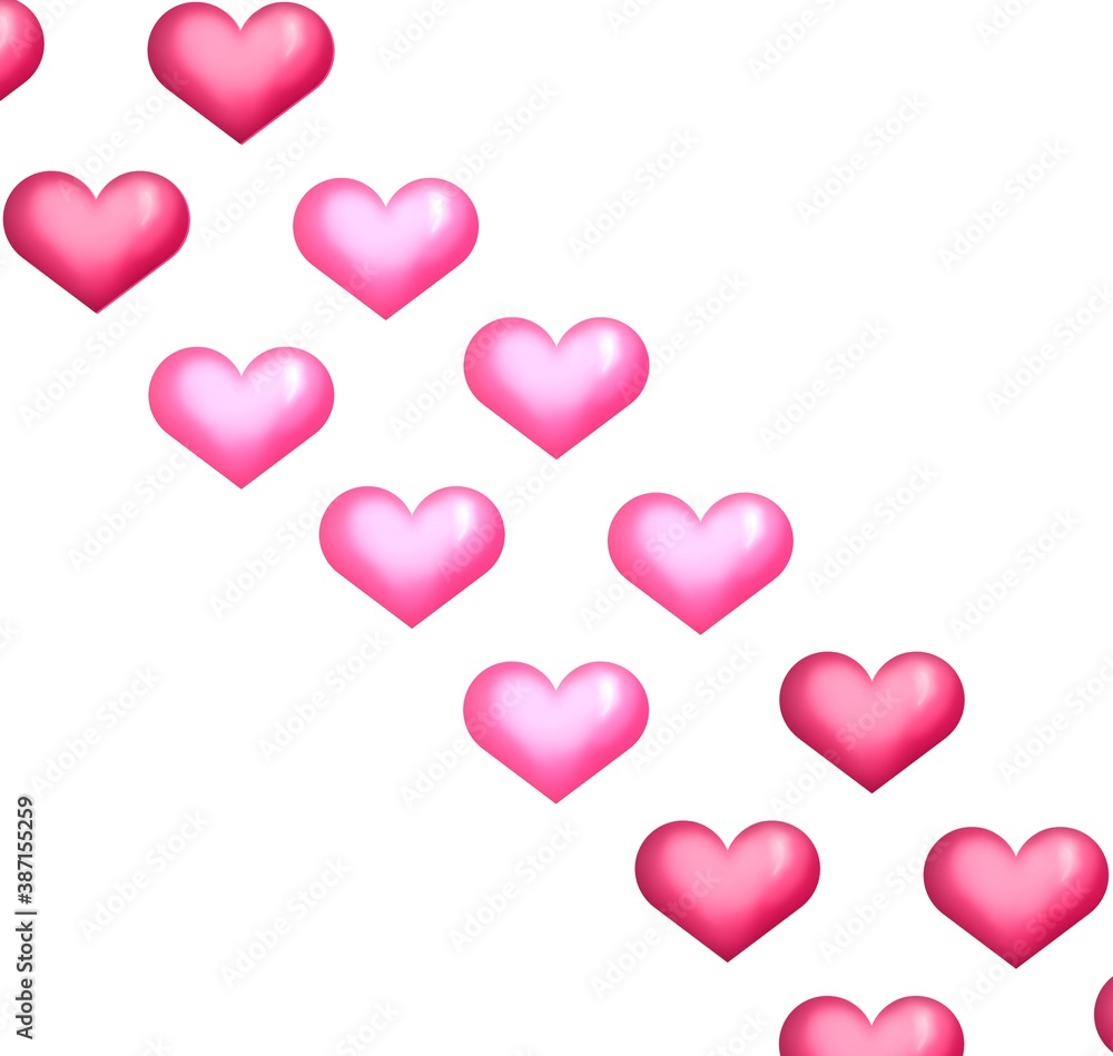 Pattern of pink heart illustration on white background 
