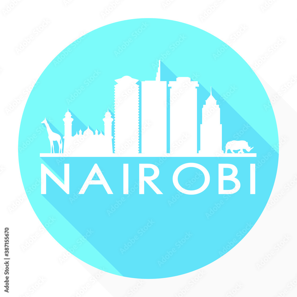 Nairobi Kenya Africa Flat Icon Skyline Silhouette Design City Vector Art Famous Buildings.