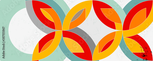 abstract background with circle/semicircle, vintage/retro geometric design