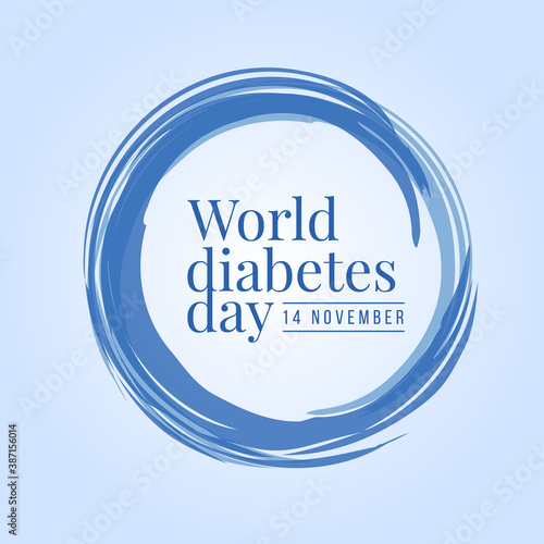 world diabetes day banner with text in blue ink circle rign sign vector design photo