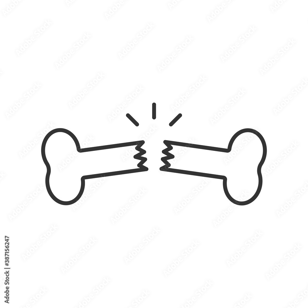 Broken bone line icon. Vector illustration isolated on white background Broken bone line icon. Vector illustration isolated on white background