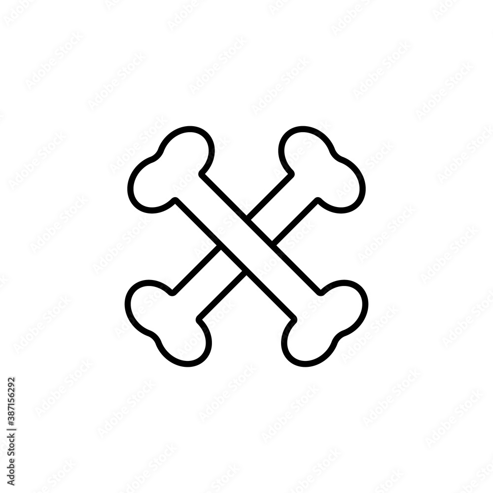 Crossed bone line icon. Vector illustration isolated on white background Crossed bone line icon. Vector illustration isolated on white background