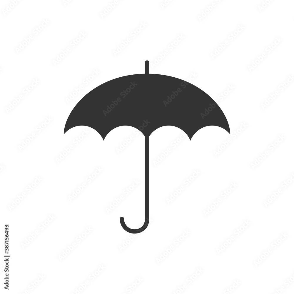 Umbrella black icon. Isolated on white. Stock vector illustration in flat style