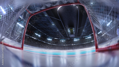 Canvas Print hockey arena fisheye leans photorealistic 3d render illustration