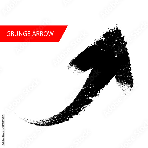 Black grunge arrow directed upstairs  isolated on white  vector illustration
