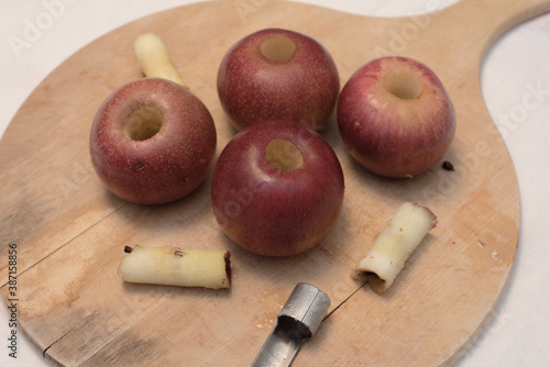 Melannurca, Italian apples to cook in the oven with chocolate and nuts. photo