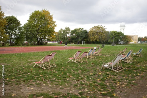 The fabulous Treptower park, that used to be an airport and now is a public place for sports and recreation in b`erlin. photo