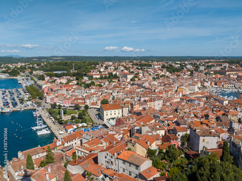 Aerial view of the Croatian town of Rovinj, on the coast of the Adriatic sea
