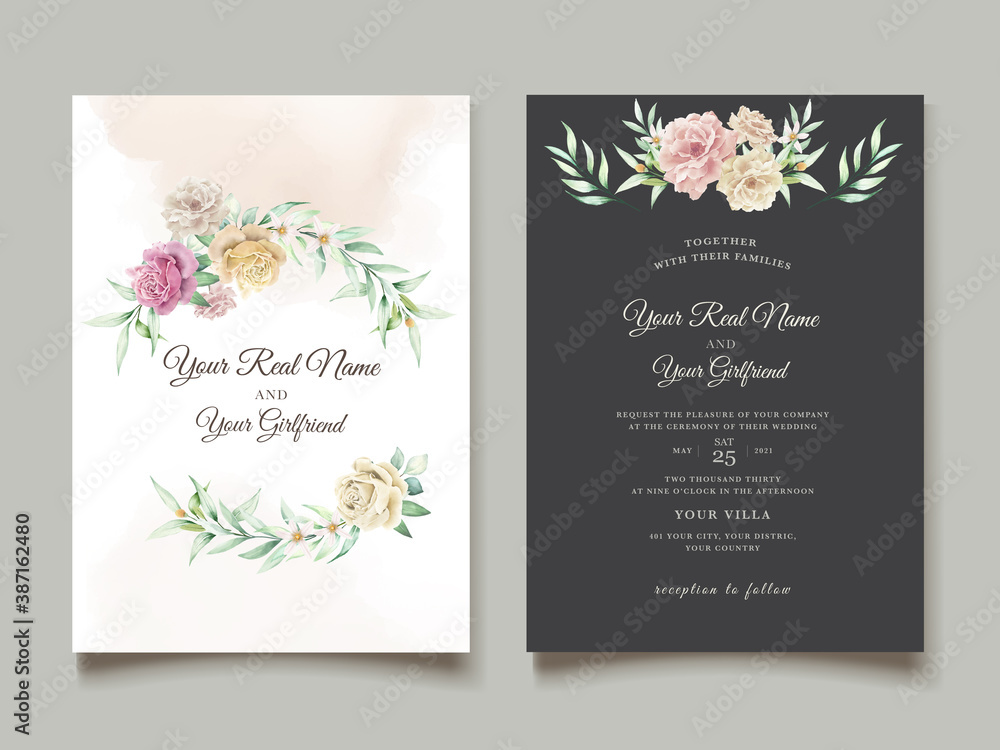 watercolor floral invitation card 