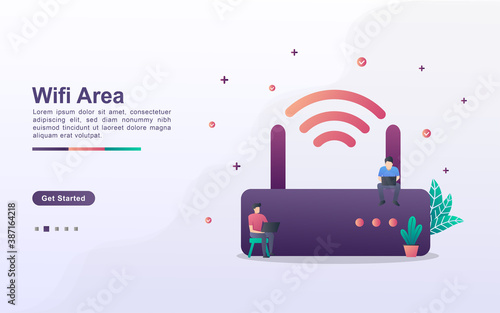Landing page template of wifi area in gradient effect style