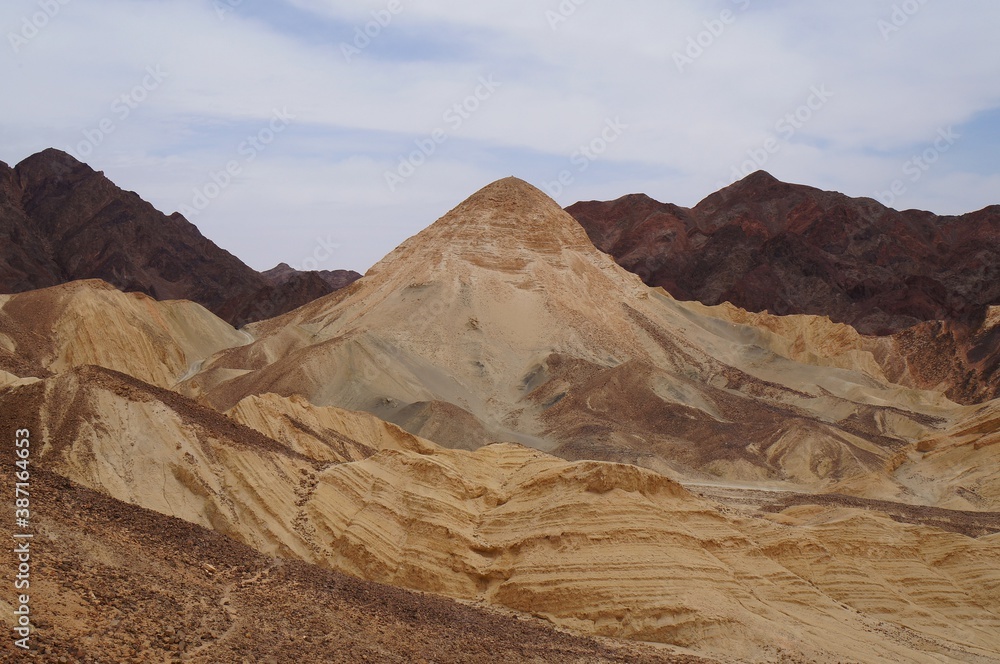 Naklejka premium Maale Gishron mountains in mist, South Israel