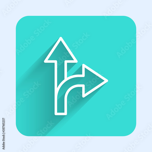 Free Download White line Road traffic sign. Signpost icon isolated with long shadow. Pointer symbol. Isolated street information sign. Direction sign. Green square button. Vector Illustration. - GFXLoad