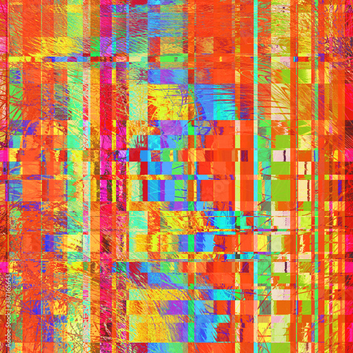 light yellow and orange glitch unique design abstract digital pixel noise error computer screen. © Visualism