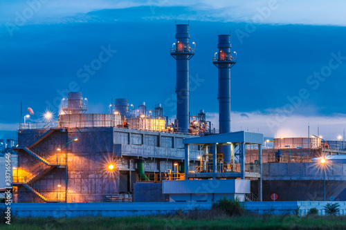 Twilight image of a power plant in a beautiful evening.