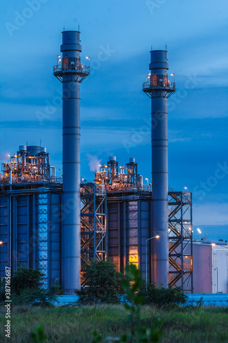 Twilight image of a power plant in a beautiful evening.