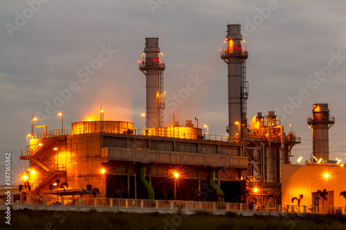 Twilight image of a power plant in a beautiful evening.