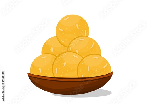 Besan Laddu Indian Sweets or Mithai Food Vector