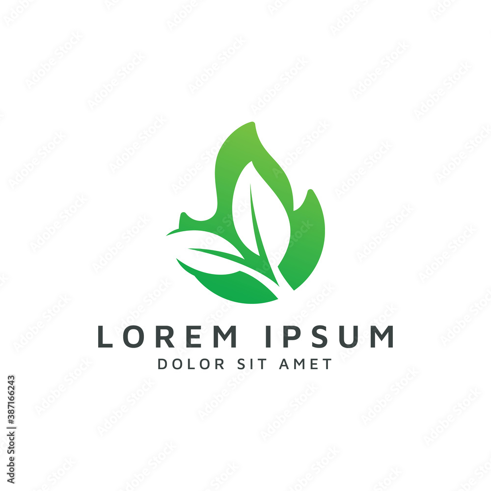 fire and leaf negative space logo design fire and leaf negative space logo design