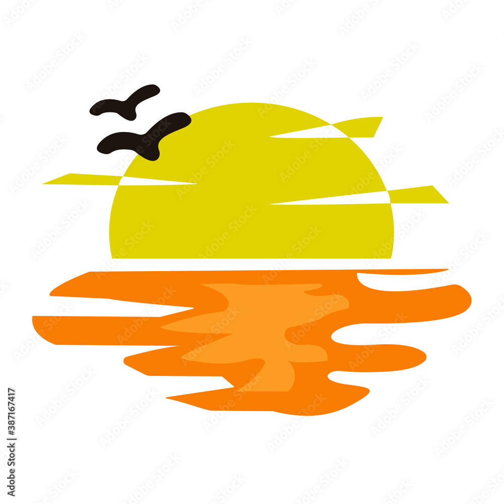 sunset icon on the sea, vector illustration sunset icon on the sea, vector illustration