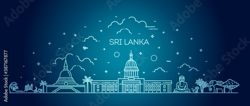 Sri Lanka line skyline with panorama