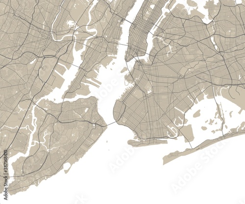 Vector map of New York, USA, United States. Street map art poster illustration.