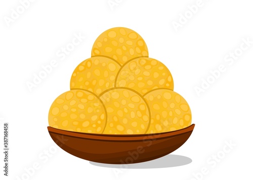 Boondi laddu Indian Sweets or Mithai Food Vector