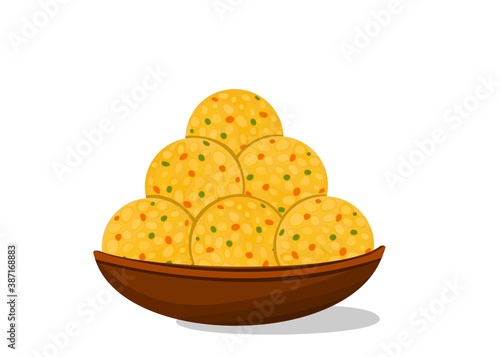 Boondi laddu Indian Sweets or Mithai Food Vector