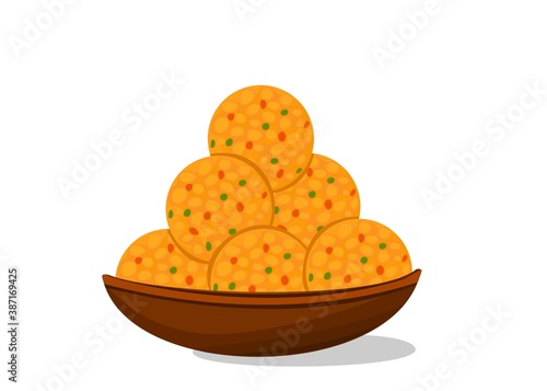 Boondi laddu Indian Sweets or Mithai Food Vector
