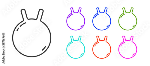 Black line Kettlebell icon isolated on white background. Sport equipment. Set icons colorful. Vector.